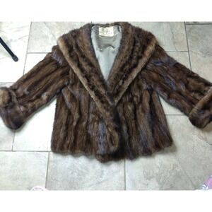 Vintage Adolph's Furs Real Mink Jacket Brown Hollywood Fur Coat North Hollywood